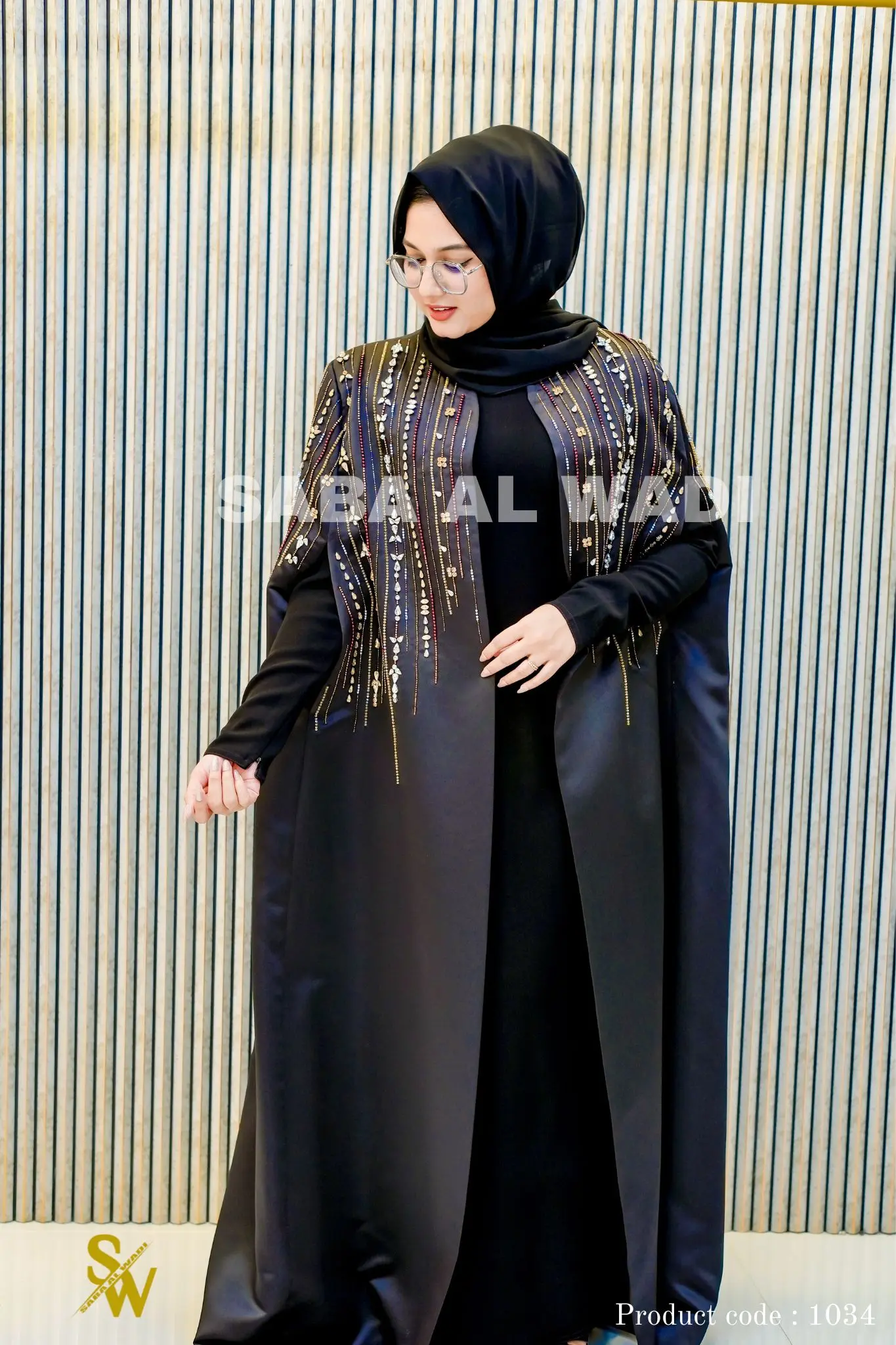 Elegance Redefined: Mono Luxe Cape Abaya at Abuhail best abaya collection image 2