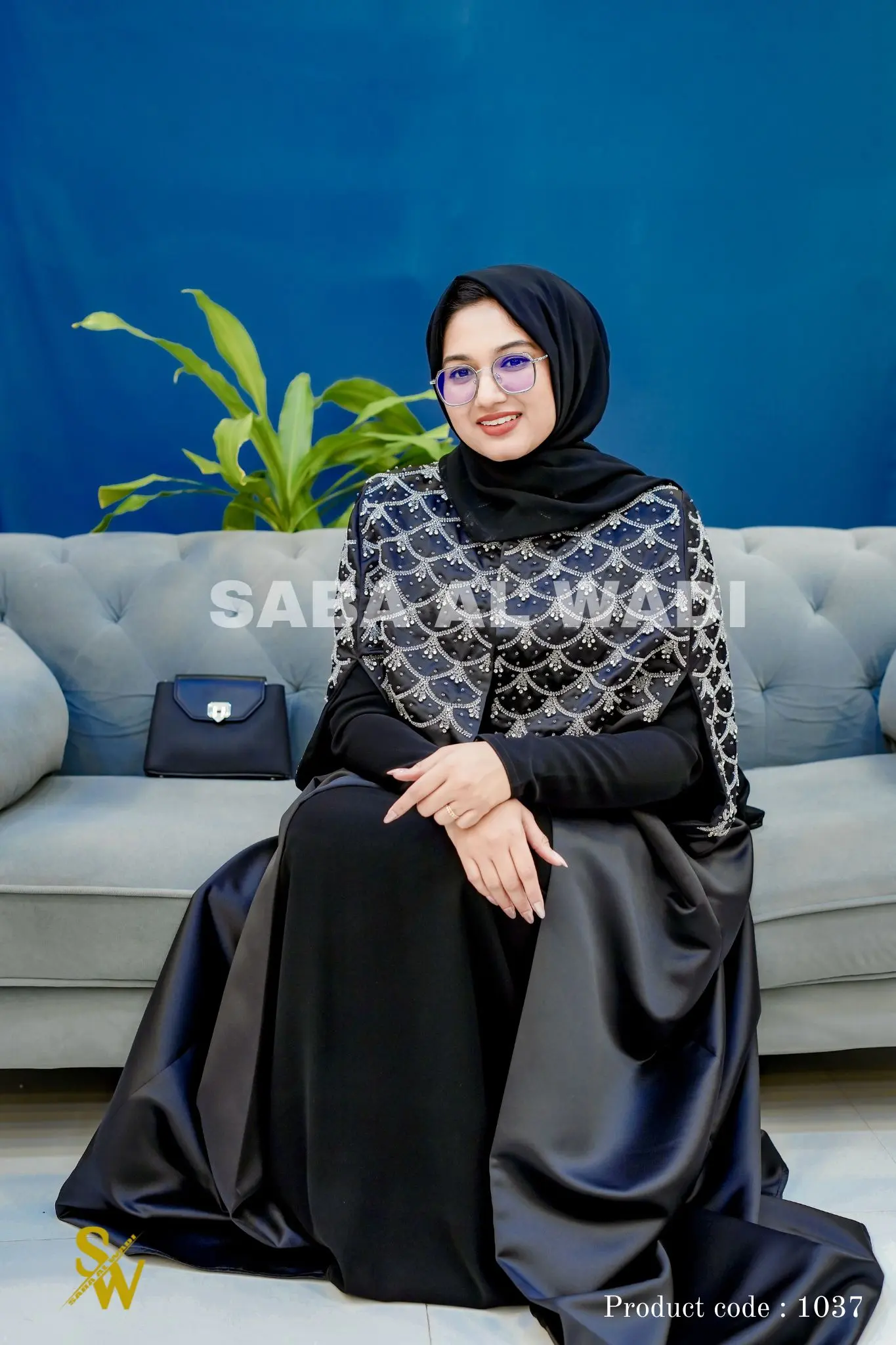 Midnights Luxe Cape Abaya - Bridal - Black Crystal Luxury | Saba Al Wadi images 4