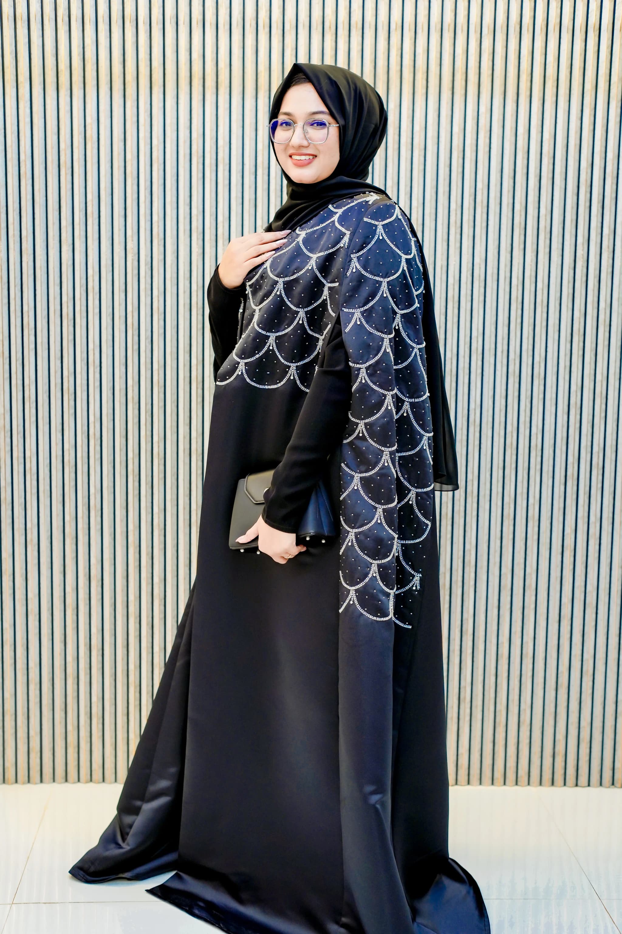 Crystal Aura Abaya - Black | Dubai Abaya Collection 2026 image 2