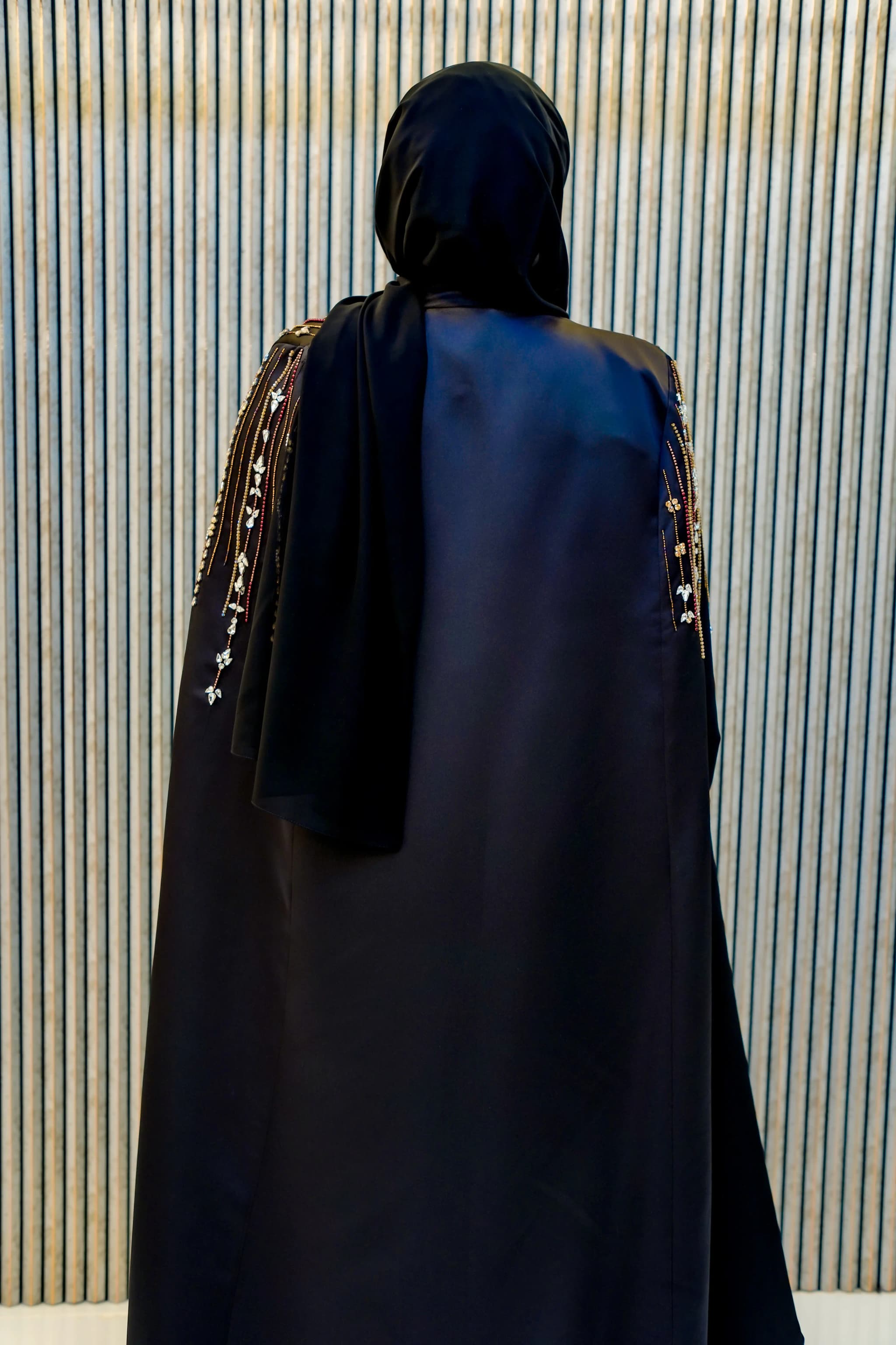 Elegance Redefined: Mono Luxe Cape Abaya at Abuhail best abaya collection image 1\3