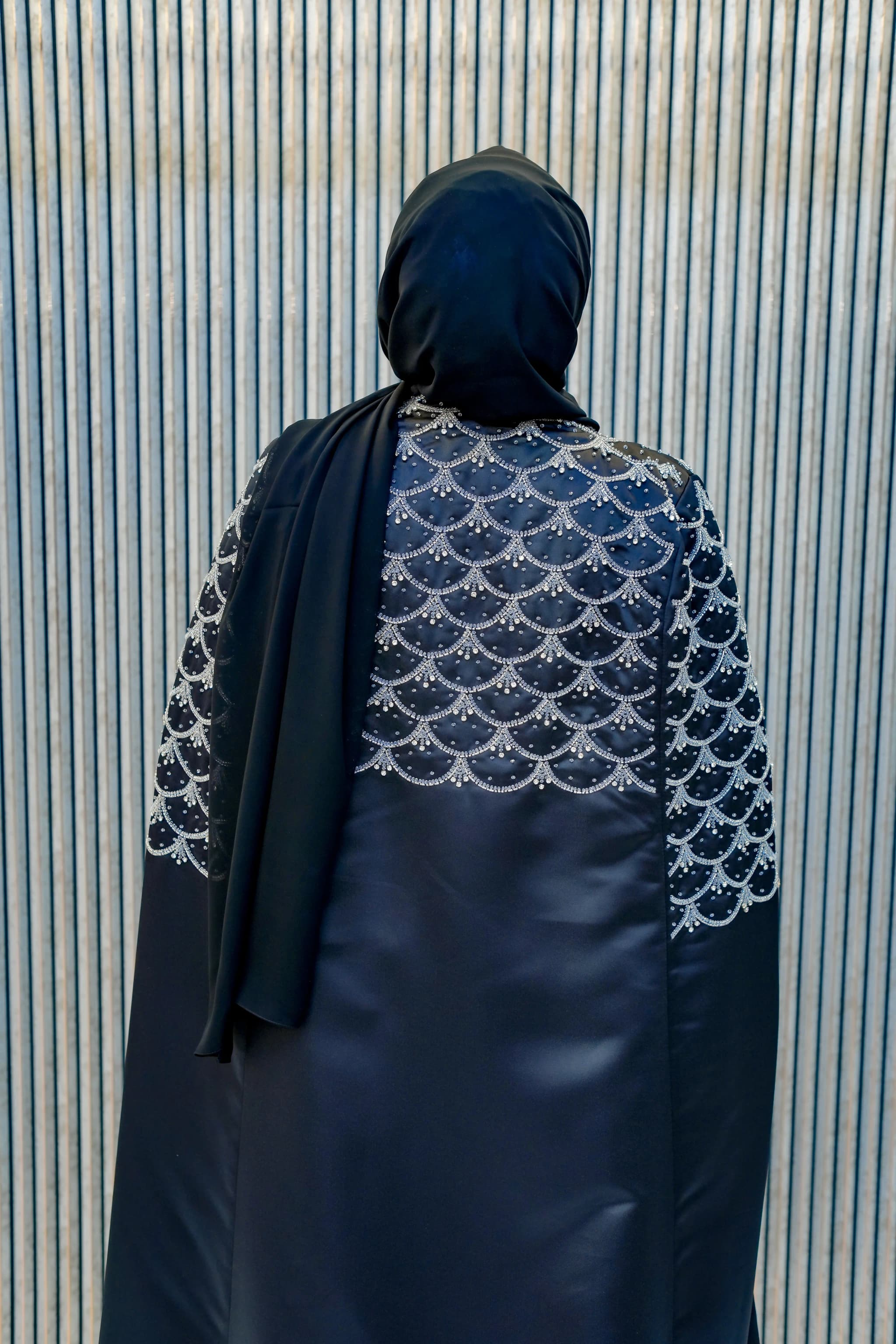 Midnights Luxe Cape Abaya - Bridal - Black Crystal Luxury | Saba Al Wadi images 3