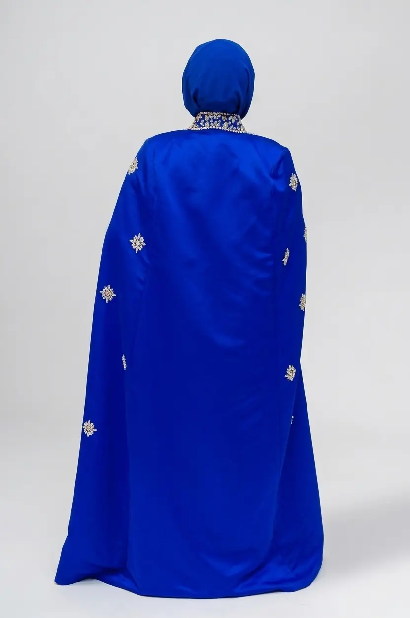 The Nuria Bridel Royal Blue Embellished Cape Abaya image 3