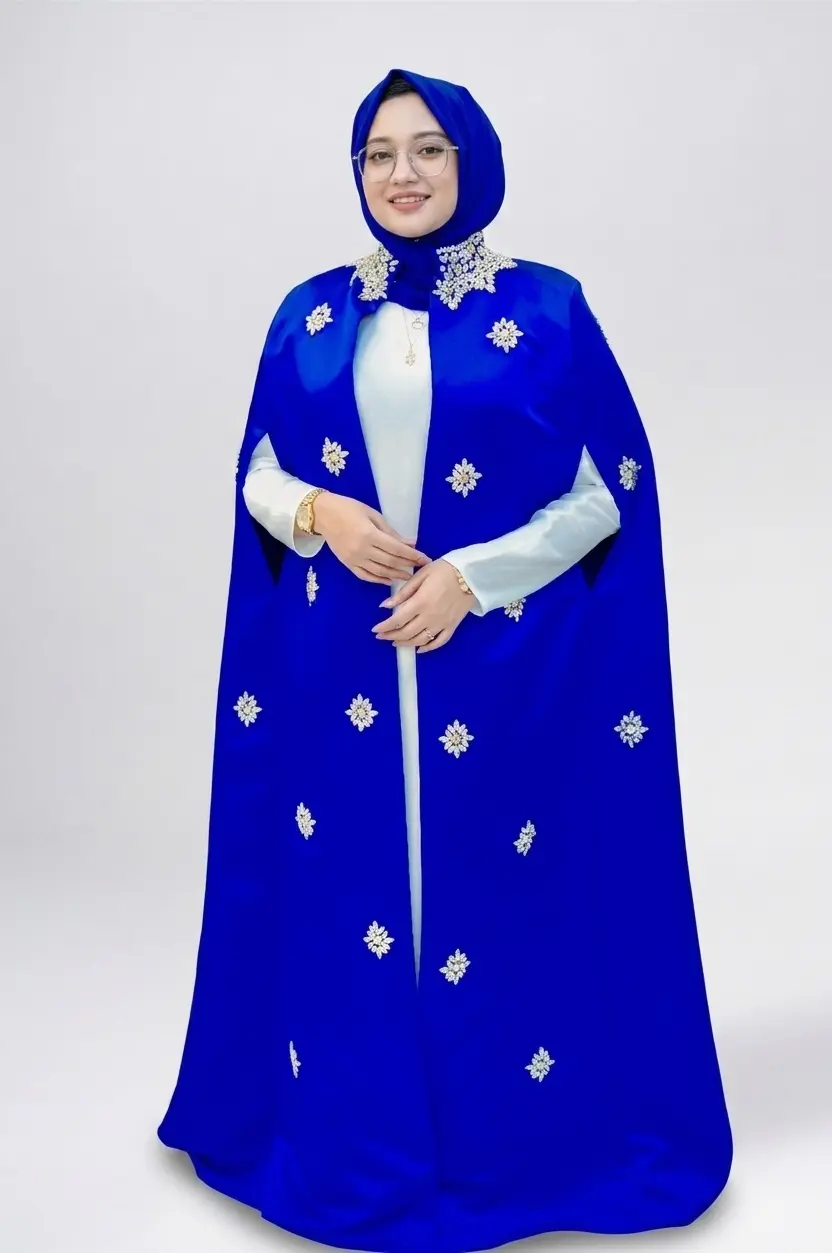 The Nuria Bridel Royal Blue Embellished Cape Abaya image 4